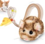 Migipaws Interactive MigiMouse Cat Toy 360° Rolling & Spin with Mesh Plastic Tail for Indoor Cats Smart Motion Sensor, Realistic Squeak, Rechargeable Plush Kitten Toy(Brown Long) - Image 2