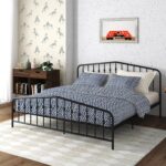 Novogratz Bushwick Modern Metal Bed, Slightly Triangular Headboard and Footboard with Inset Spindles, Adjustable Base Height for Underbed Storage, Requires No Box Spring, King Size - Black - Image 2