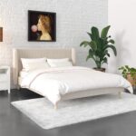 Novogratz Holly Upholstered Wingback Bed Frame, Queen, Ivory Velvet - Image 2