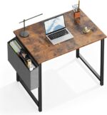 OLIXIS Computer Desk 31 Inch Home Office Desk for Small Spaces, Gaming Study Table with Storage Bag, Compact Sturdy Design, Spacious Desktop, Easy Assembly, Fits Bedrooms and Dorms, Rustic Brown - Image 2