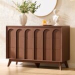 Oak&Sparrow Mid Century Modern Dresser for Bedroom, Walnut 6 Drawer Dresser with Arched Front, 47'' Wide Chest of Drawers Wood Storage Organizer for Living Room - Image 2