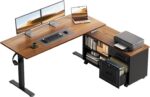 OffiGo 48 Inch L Shaped Electric Standing Desk with Drawers & File Cabinet Sets, Executive Sit Stand Desk, Height Adjustable Computer Desk for Home Office, Writing, Workstation, Walnut+Black - Image 2