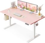 OffiGo Electric Height Adjustable Standing Desk, 48 Inch Pink Computer Desk for Women Girls, Sit Stand Table for Home, Office, Bedroom - Image 2