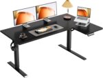 OffiGo Electric L Shaped Standing Desk, 55 Inches Height Adjustable Table, Reversiable Corner Stand Up Desk, Lifting Computer Table for Home Office, Computer Workstation, Carbon Fiber Black - Image 2