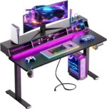 OffiGo Gaming Standing Desk with LED Light, 55 Inch Electric Height Adjustable Table with Power Outlet & Monitor Stand, Sit Stand Computer Workstation for Home, Bedroom, Black - Image 2