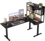 OffiGo L Shaped Electric Standing Desk, 63 Inch Reversible Corner Stand up Table with Hutch, Height Adjustable Ergonomic Large Lift Table for Home Office, Workstation, Black - Image 2