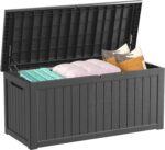 Outdoor Storage Box Waterproof, 200 Gallon Lockable Resin Large Deck Box, Patio Storage Bin for Pool Accessories Cushion Furniture, Garden Tools, UV-Resistant Outside Delivery, Black - Image 2
