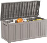 Outdoor Storage Box Waterproof, 270 Gallon Lockable Resin Deck Box Large, Patio Storage Bin for Pool Accessories Cushion Furniture, Garden Tools, UV-Resistant Outside Delivery Grey - Image 2