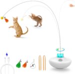 Oxawo Interactive Cat Toys Cat Exercise Tumbler, Rechargeable Cat Toys for Indoor Cats Spin Butterfly Game Teasing Kitty, Extra Long Feather Wand (P33 cat Toys) - Image 2