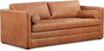 POLY & BARK Napa 82" Leather Pull‑Out Sleeper Sofa – Full‑Grain Italian Leather Upholstery,Tri‑Layer Mattress & Storage Console –Sophisticated Multi‑Functional Sofa Bed for Living Rooms & Guest Spaces - Image 2