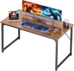 PRAISUN 47 X 24 Inch Computer Desk with Deeper Desktop, Gaming Office Writing Work Desk for Home Office, Study, Bedroom, Work from Home, Metal Frame, Rustic Brown - Image 2