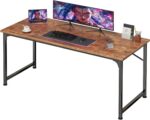 PRAISUN 55 Inch Computer Desk, Home Office Desk with Spacious Desktop, Modern Gaming Desk, Writing Study Table for Bedroom, Small Spaces, Work from Home Desk with Metal Frame, Rustic Brown - Image 2