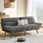 Pipishell Futon Sofa Bed, 66 Inch Corduroy Futon Couch Convertible with Adjustable Backrest and Armrests, Recliner Sleeper Sofa for Small Spaces, Living Room, Office, Guest Room (Grey, 66 Inch) - Image 2