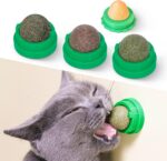Potaroma Catnip Toys Balls 4 Pcs, Extra Cat Energy Ball, Edible Kitten Silvervine Toys for Cats Lick, Healthy Kitty Teeth Cleaning Dental Chew Toys, Cat Wall Treats (Green) - Image 2