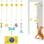 Potaroma Interactive Cat Feather Toys 5 Pcs, Cat Teaser Retractable Hanging Indoor Kitten Play Chase Exercise, Mental Physical Stimulation for All Breeds and Species - Image 2