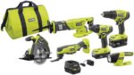 RYOBI P1819 18V One+ Lithium Ion Combo Kit (6 Tools: Drill/Driver, Impact Driver, Reciprocating Saw, Circular Saw, Multi-Tool, LED Worklight, 4.0 Ah & 1.5 Ah Battery, Charger, Bag) - Image 2