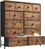 Romorgniz Dresser for Bedroom with 12 Fabric Drawers Tall Dressers & Chests of Drawers with Metal Frame, Wood Top, Anti-Tip Kit, 38.97" W Wide Storage for Entryway Living Room Closet, Rustic Brown - Image 2