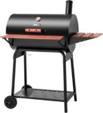 Royal Gourmet CC1830V 30 Barrel Charcoal Grill with Wood-Painted Side Front Table, 627 Square Inches Cooking Space, for Outdoor Backyard, Patio and Parties, Black - Image 2