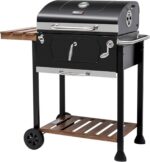 Royal Gourmet CD1824M 24-Inch Charcoal Grill, BBQ Smoker with Handle and Folding Table, Perfect for Outdoor Patio, Garden and Backyard Grilling, Black, Medium - Image 2
