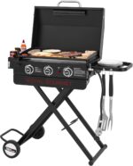 Royal Gourmet PD3001 3-Burner Propane Gas Griddle with Collapsible Stand, 23-Inch Portable Griddle with Side Table & 314 Sq. In. Cooking Area for Camping, Tailgating, Backyard & Patio, Black - Image 2