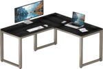SHW 55 x 60 Inches Commercial-Grade L-Shape Corner Office Computer Desk, Espresso - Image 2