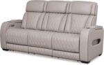 Signature Design by Ashley Boyington Contemporary Leather Match Power Reclining Sofa with USB Charging Ports, LED Lights and Adjustable Headrest, Light Gray - Image 2