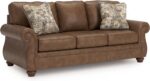 Signature Design by Ashley Chatterton Queen Sofa Sleeper with Pull Out Memory Foam Mattress, Rustic Faux Leather Upholstery, Ideal for Guest Rooms, Earth Brown - Image 2
