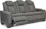 Signature Design by Ashley Next-Gen DuraPella Modern Faux Leather Power Reclining Sofa with Adjustable Headrest, Gray - Image 2
