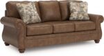 Signature Design by Ashley Shadsburne Rustic Faux Leather Sofa with Nailhead Trim and 2 Throw Pillows, Brown - Image 2