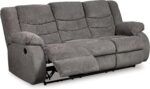 Signature Design by Ashley Tulen Modern Manual Pull Tab Reclining Sofa, Dark Gray - Image 2