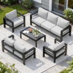 Solaste Aluminum Patio Furniture Set for All Weather, Oversized Metal Outdoor Furniture Set with 27.5" Deep Seating and 3.2" Wide Armrest, Outdoor Patio Conversation Sets with 10" Back Suport Cushion - Image 2