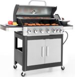 Sophia & William 6-Burner Propane Gas BBQ Grill with Side Burner & Porcelain-Enameled Cast Iron Grates, Stainless Steel Barbecue Grills Outdoor Cooking for Outside, 665 SQ.IN. Cooking Area, 65,800BTU - Image 2