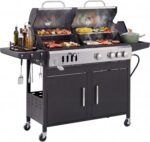 Sophia & William Charcoal and Propane Gas Grill Combo with Side Burner & Porcelain-Enameled Cast Iron Grate, Dual Fuel BBQ Grill for Outdoor, Barbecue Grill, 690 SQIN Cooking Area - Image 2