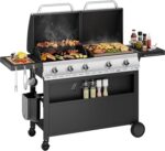Sophia & William Propane Gas Grill and Griddle Combo with Porcelain-Enameled Cast Iron Grates, Dual Outdoor BBQ Grill with Flat Top Griddle for Barbecue, 696 SQ.IN. Cooking Area - Image 2