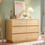 Standifurno 47’’ Wide Dresser for Bedroom, Double Dresser with 6 Drawers, Storage Drawer of handleless, Chest of Drawers for Closet & Living Room (Natural) - Image 2