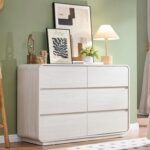 Standifurno 6 Drawer Dresser for Bedroom, 47" Wide Dresser with Large Storage, Rustic Wooden Chest of Drawers for Bedroom, Hallway, White - Image 2
