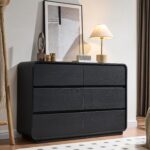 Standifurno Curved Dresser with 6 Drawers, 47" Wide Chest of Drawers with Clothes Storage Organizer, Wood Dresser Closet for Living Room, Hallway (Black) - Image 2
