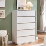 Standifurno White 5 Drawers Dresser, Curved Dresser with Storage Organizer, Modern Drawer of Handleless, Large Chest of Drawers for Living Room, Nursery, Entryway, 29.5’’W - Image 2