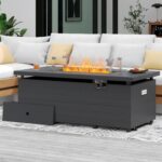 Sundale Outdoor 51 Inch Outdoor Fire Pit Table, 50,000BTU Rectangle Propane Fire Pit with Sliding Tank Holder, Glass Wind Guard, Removable Lid, CSA Certified, Gray - Image 2