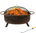 Sunnydaze Cosmic Steel Large Outdoor Fire Pit - Wood-Burning Firepit for Outside Patio, Backyard, Deck, Porch - Wood Grate, Spark Screen, and Fireplace Poker Included - 42-Inch - Bronze - Image 2