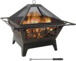 Sunnydaze Northern Galaxy 32-Inch Outdoor Fire Pit with Grill Grate, Spark Screen, and Poker - Heavy-Duty Wood-Burning Fire Pit for Outside - Image 2