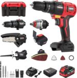 TEENO Brushless Power Tool Combo Kit, 6-in-1 Cordless Interchangeable Multi-Tool Set (Drill, Impact Wrench, Oscillating Tool, Reciprocating & Chain Saws, Sander), 3Ah Battery, USB Adapter & Hard Case - Image 2
