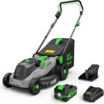 TIECTOWN 40V 16-Inch Brushless Cordless Lawn Mower with 4.0Ah Battery & Charger, 2-in-1 Electric Push Mower, 5-Position Height Adjustment, Lightweight, Compact Storage, for Small Yards - Green - Image 2