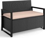 Tangkula 40 Gallon Outdoor Bench with Storage, Patio Wicker Storage Bench with Cushion, Cover, Metal Frame, Deck Box Seat for Backyard, Poolside, Balcony, Garden - Image 2