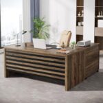 Tribesigns 62.2" Executive Desk with Mobile File Cabinet, L-Shaped Office Desk with Storage Shelves, Large Computer Desk Business Workstation Set for Home Office, Light Brown - Image 2