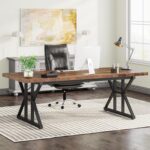 Tribesigns 70.8-Inch Executive Desk, Large Computer Office Desk Workstation, Modern Simple Style Laptop Desk Study Writing Table Business Furniture for Home Office (Brown/Black, 70.8 Inch) - Image 2