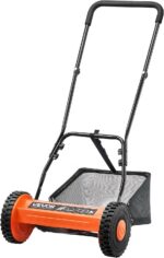 VEVOR Push Reel Lawn Mower 14 inch, 5 Blades Manual Push Mower No Motor, 0.6-1.75 in Adjustable Cutting Height, Walk-Behind Lawn Mowers with Grass Catcher Bag for Green Lawns, Driveways, Courtyards - Image 2
