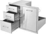 VEVOR Stainless Steel Cabinet, Outdoor Kitchen Door Drawer Combo 29.5" W x 22.6" H x 21.7" D, Access Door/Triple Drawers, Propane Drawer, Adjustable Garbage Ring, BBQ Island Patio Grill Station - Image 2