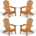 VINGLI Folding Adirondack Chairs Set of 4, Wood Adirondack Chair for Outdoor, Foldable Fire Pit Chairs for Patio, BBQ, Porch, Yard, Pool - Image 2