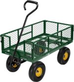 VIVOHOME Heavy Duty 880 Lbs Capacity Mesh Steel Garden Cart Folding Utility Wagon with Removable Sides and 4.10/3.50-4" Wheels 10 Inch Tire(Green) - Image 2